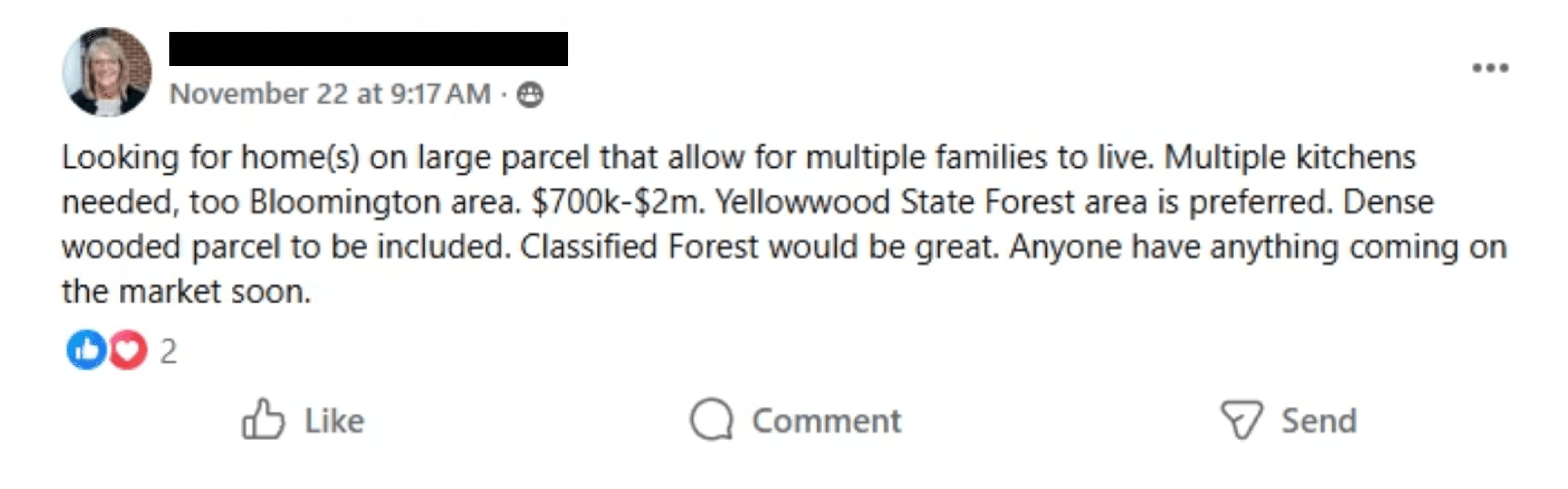 Buyer demand posted to Facebook instead of the MLS