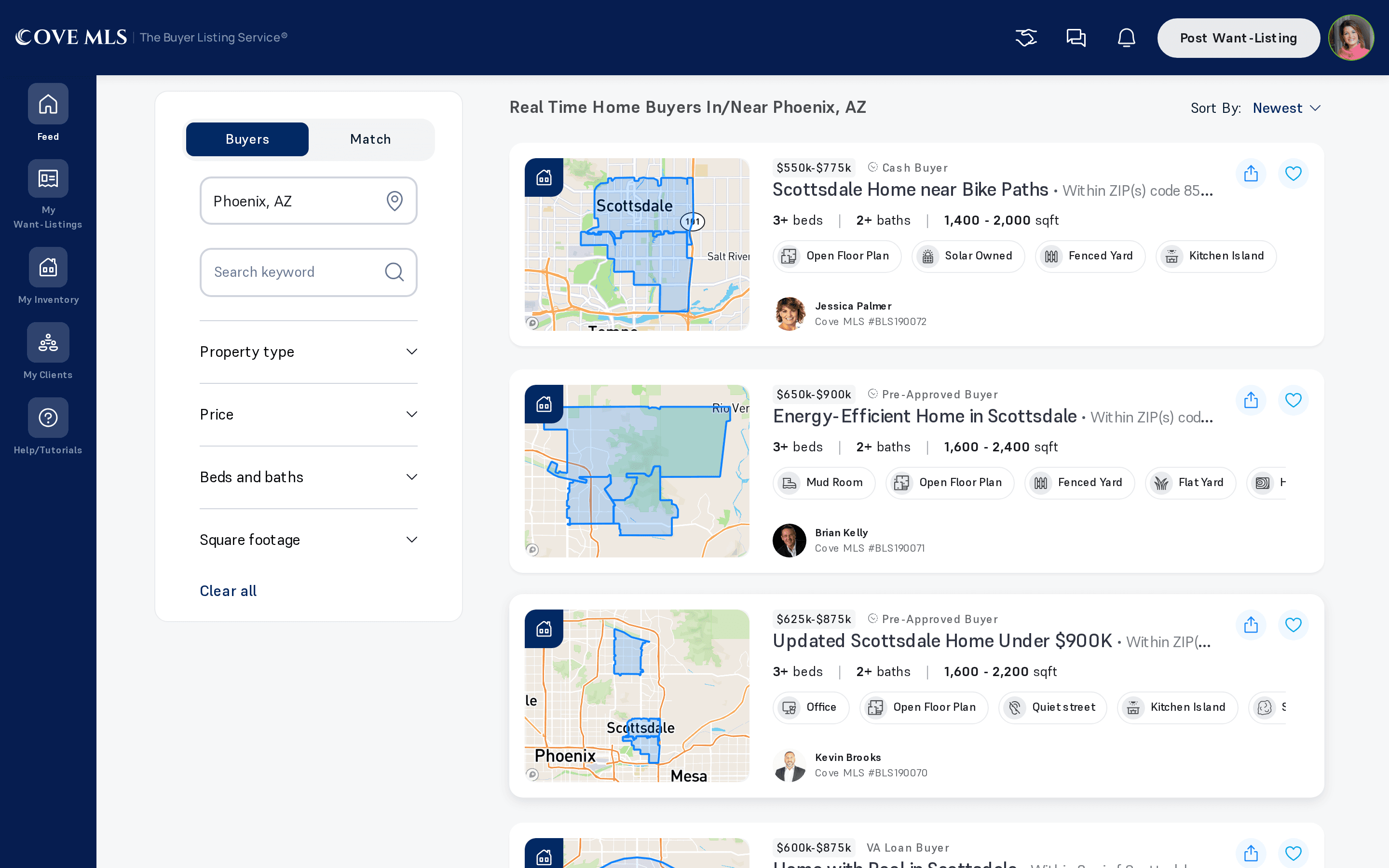 The Buyer Listing Service feed dashboard