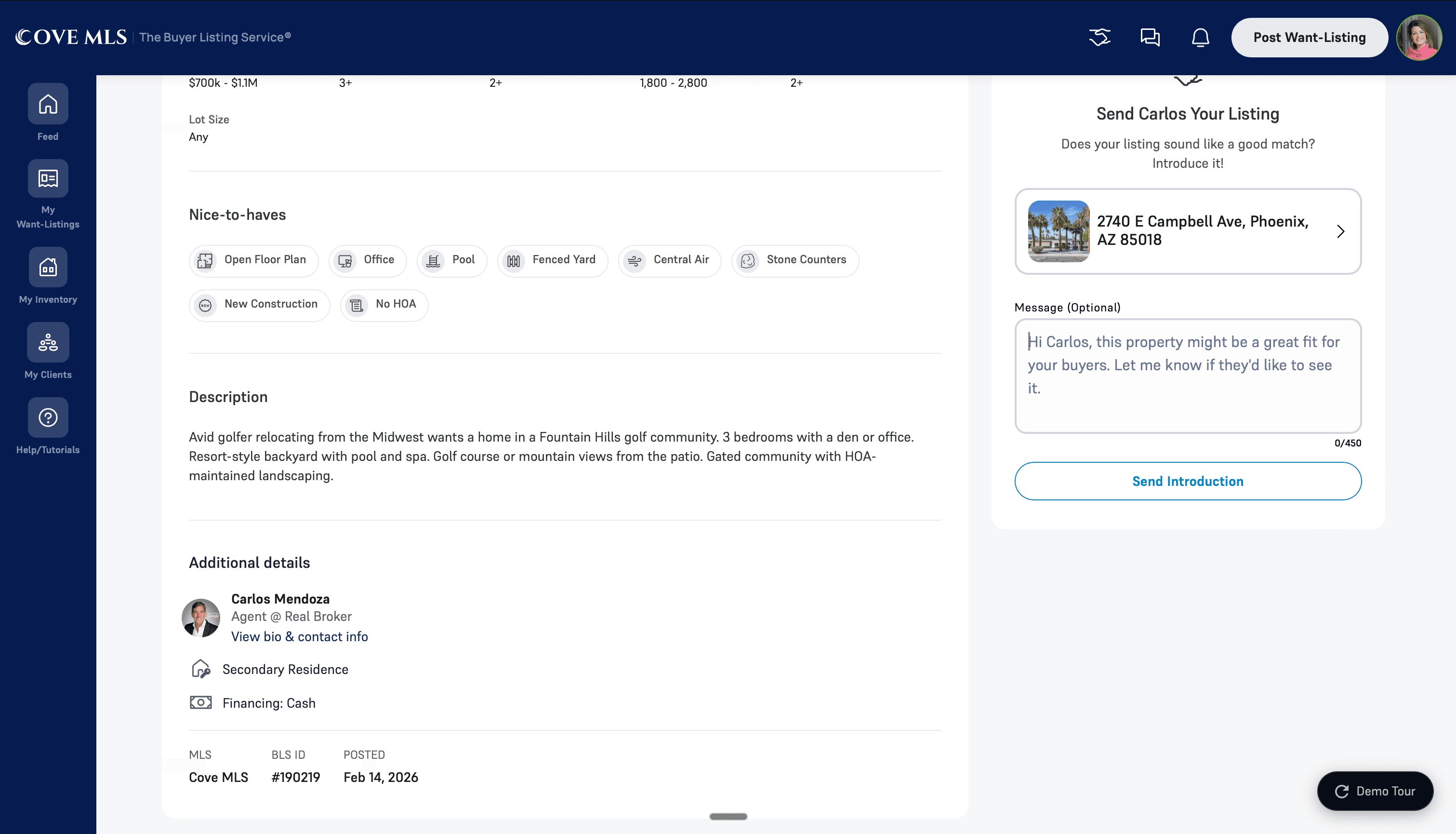 Want-Listing detail with criteria and nice-to-haves